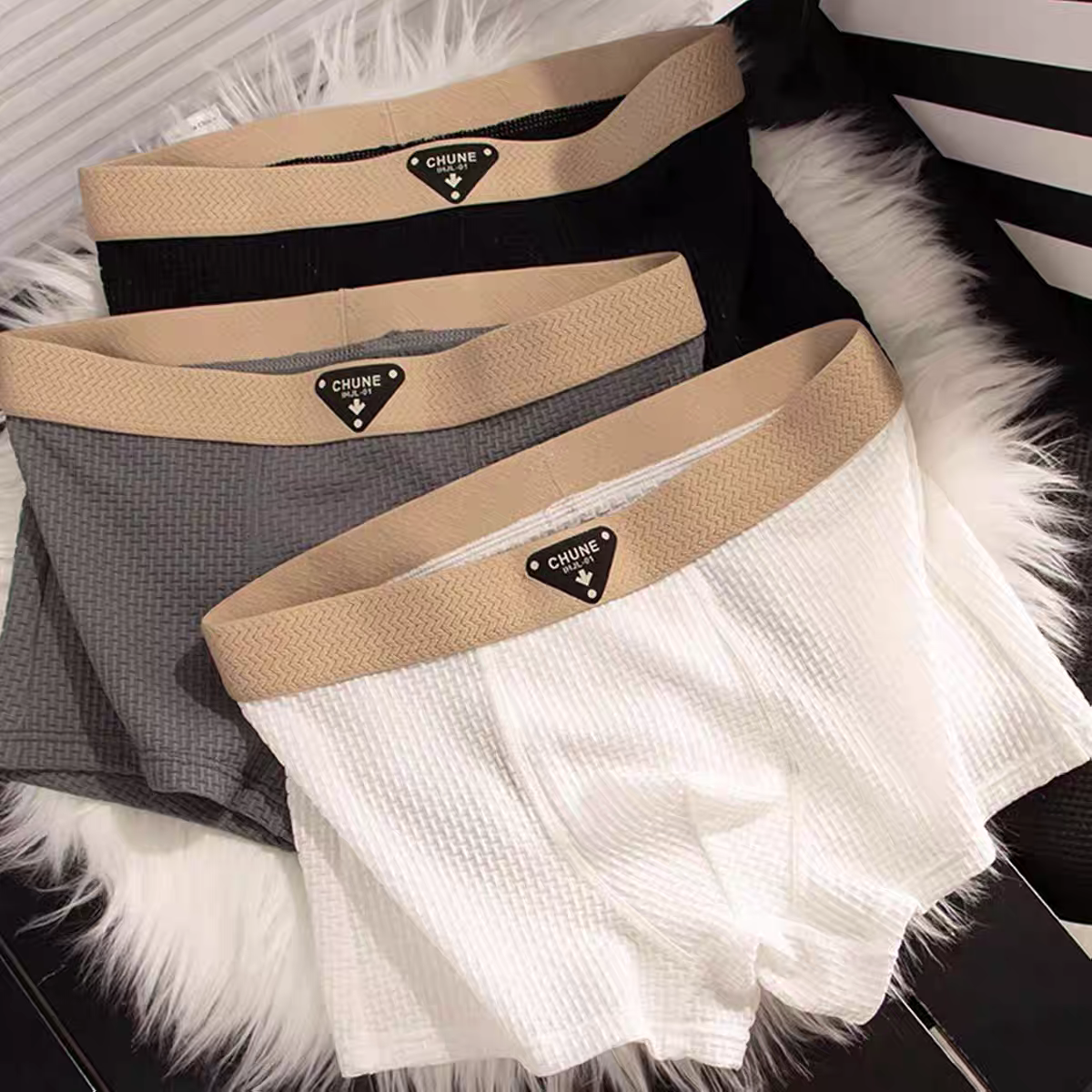 TenaxTees Men's Premium Waffle Knit Boxer Briefs