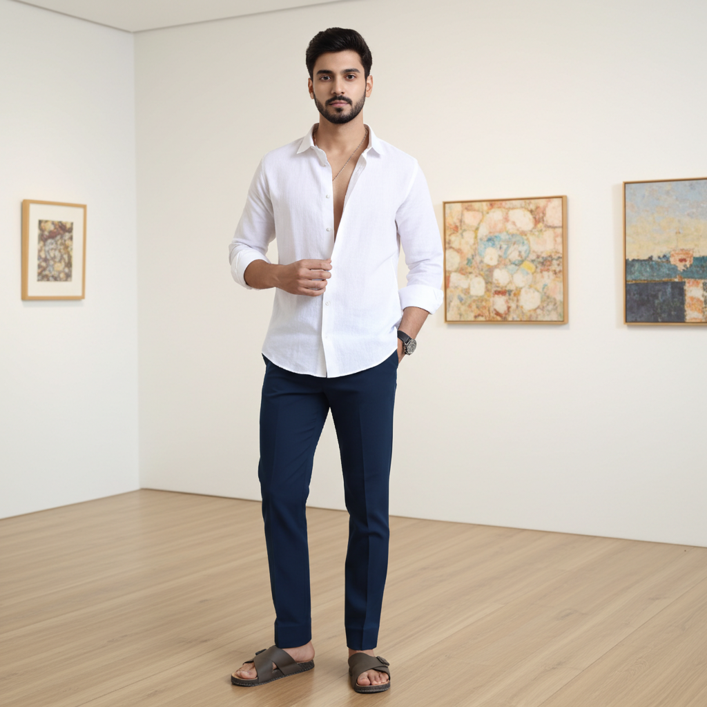 white linen men's formal shirt by luxethred