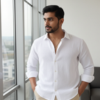 white linen men's formal shirt by luxethred
