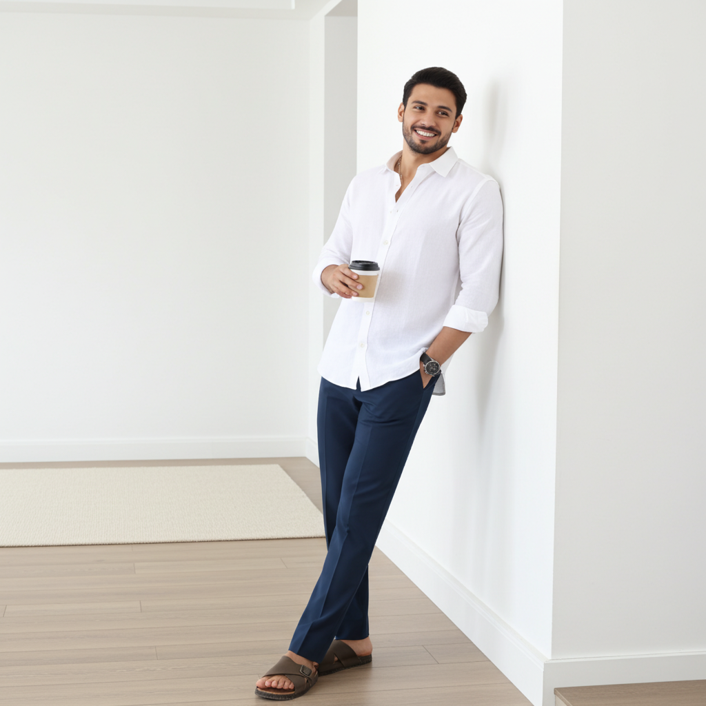 white linen men's formal shirt by luxethred