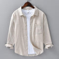 Gray&white Casual Linen Shirt for Men by luxethred - Long Sleeve Spring/Business Literary Style