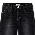 Washed Black Straight Fit Denim Jeans with Contrast Stitch