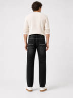Dark Washed Black Straight Fit Denim Jeans