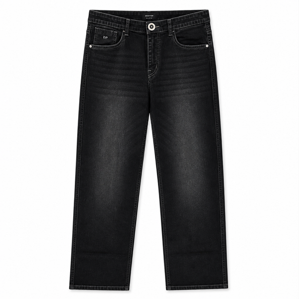 Dark Washed Black Straight Fit Denim Jeans