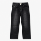 Washed Black Straight Fit Denim Jeans with Contrast Stitch