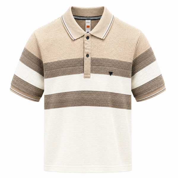 Men’s Classic Knit Striped Polo Tee – Premium Fit