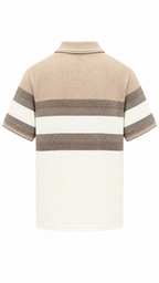 Men’s Classic Knit Striped Polo Tee – Premium Fit