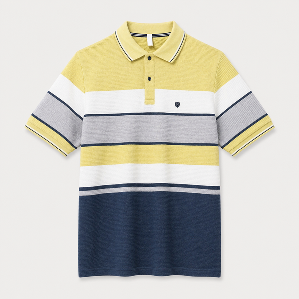 Men’s Premium Striped Polo T-Shirt – Color Block Style