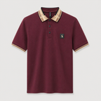 Men’s Maroon Polo T-Shirt with Contrast Collar – Premium Casual Fit