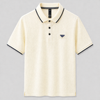 Minimal Textured Polo – Ivory Luxe Edition