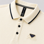 Minimal Textured Polo – Ivory Luxe Edition