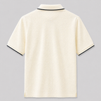 Minimal Textured Polo – Ivory Luxe Edition
