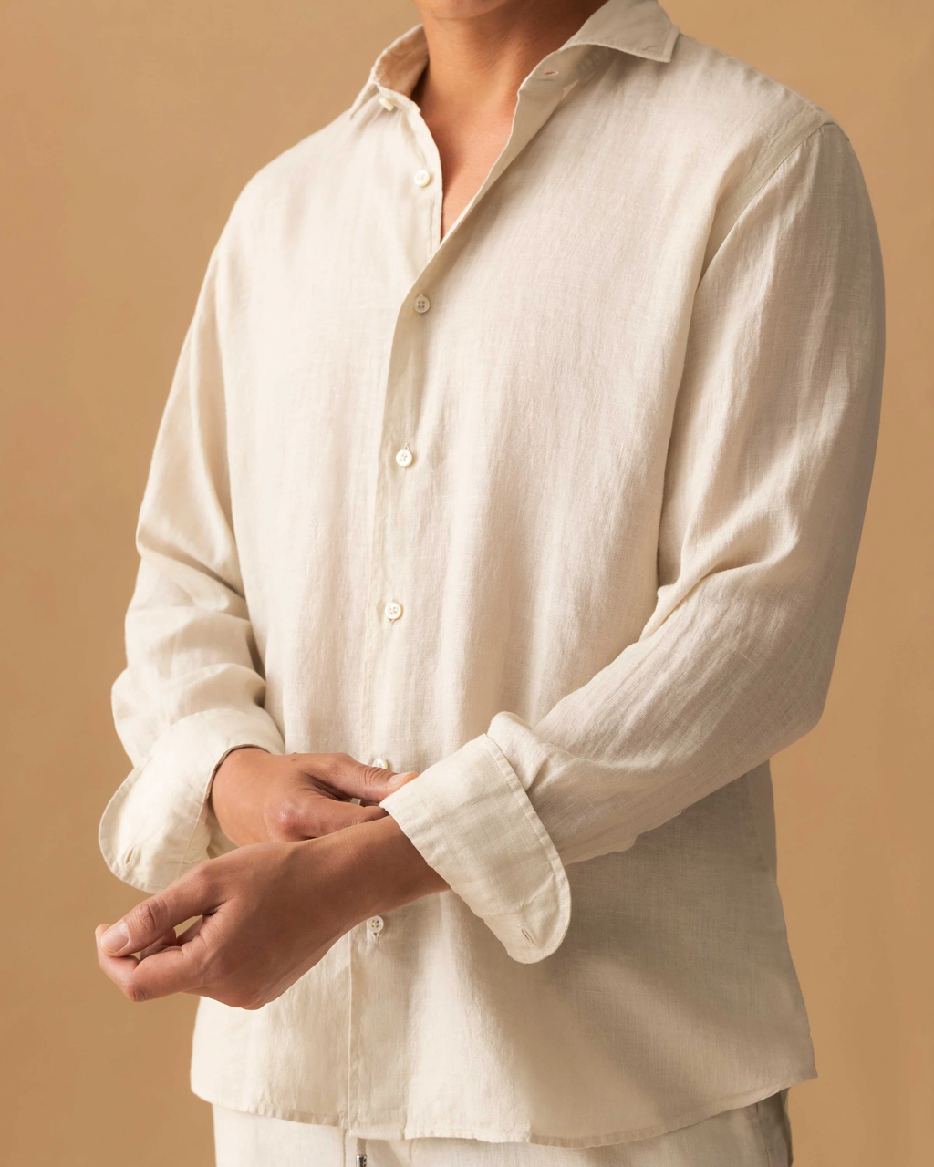 Gray&white Casual Linen Shirt for Men by luxethred - Long Sleeve Spring/Business Literary Style