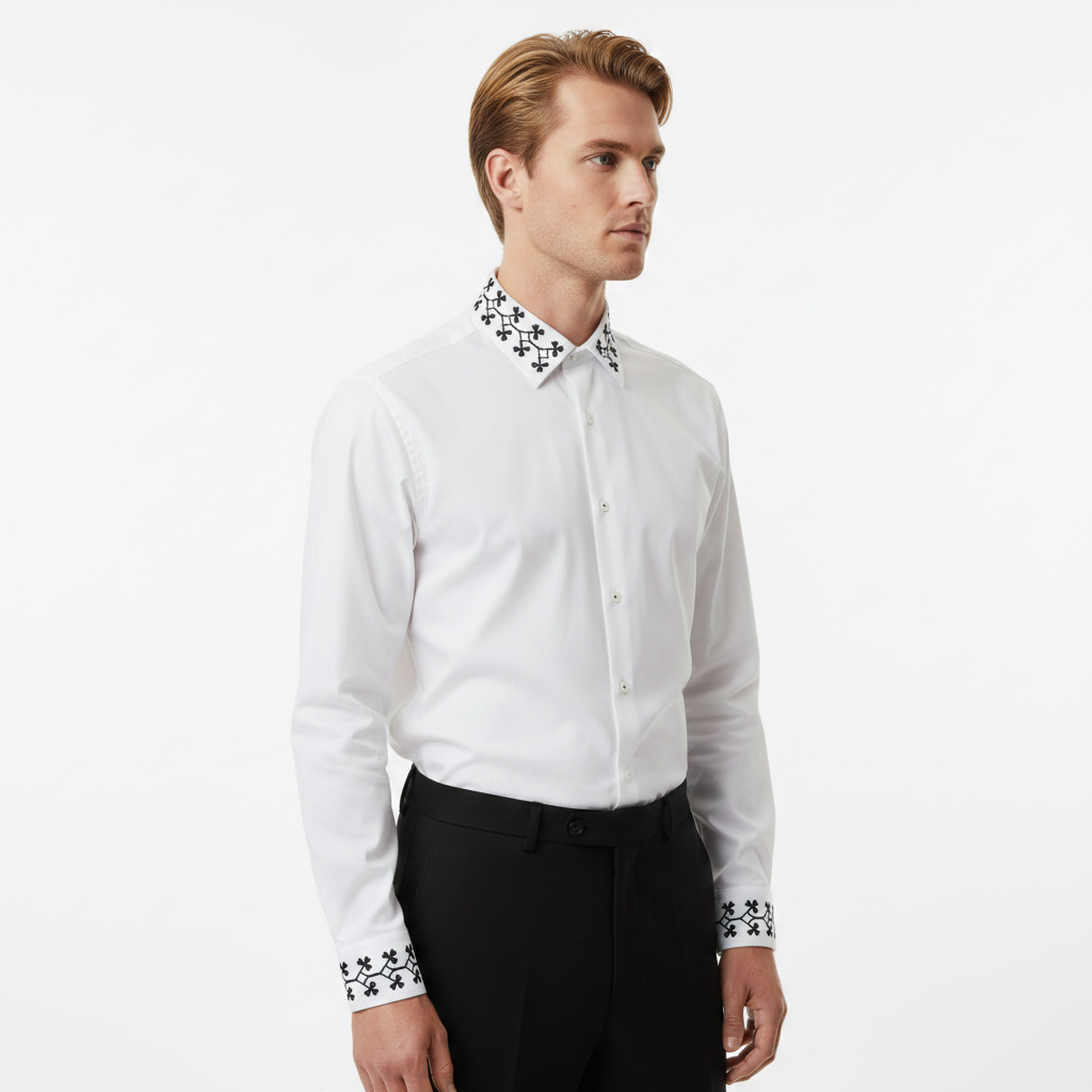 Luxethred Premium Embroidered White Shirt - The Perfect Premium Embroidered White Shirt for Any Occasion
