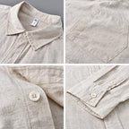 Gray&white Casual Linen Shirt for Men by luxethred - Long Sleeve Spring/Business Literary Style