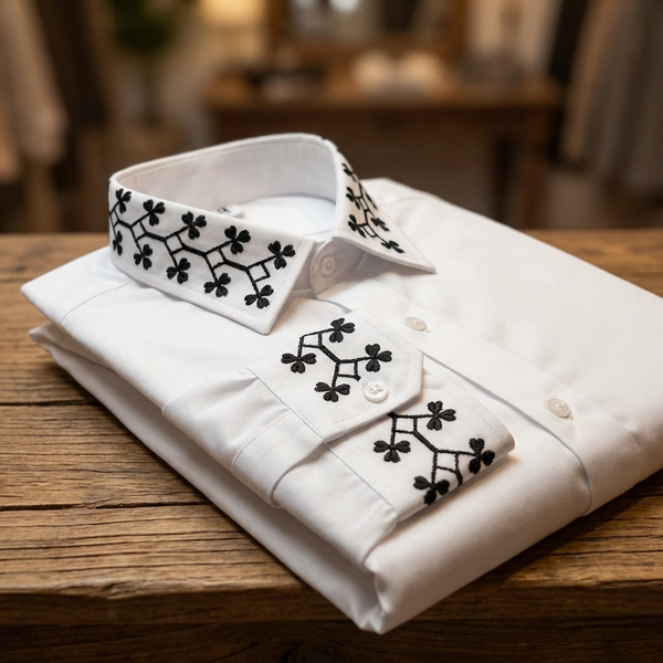 Luxethred Premium Embroidered White Shirt - The Perfect Premium Embroidered White Shirt for Any Occasion