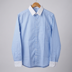 Luxthred Skyblue Stripe Formal Shirt with White Collar and Cuffs