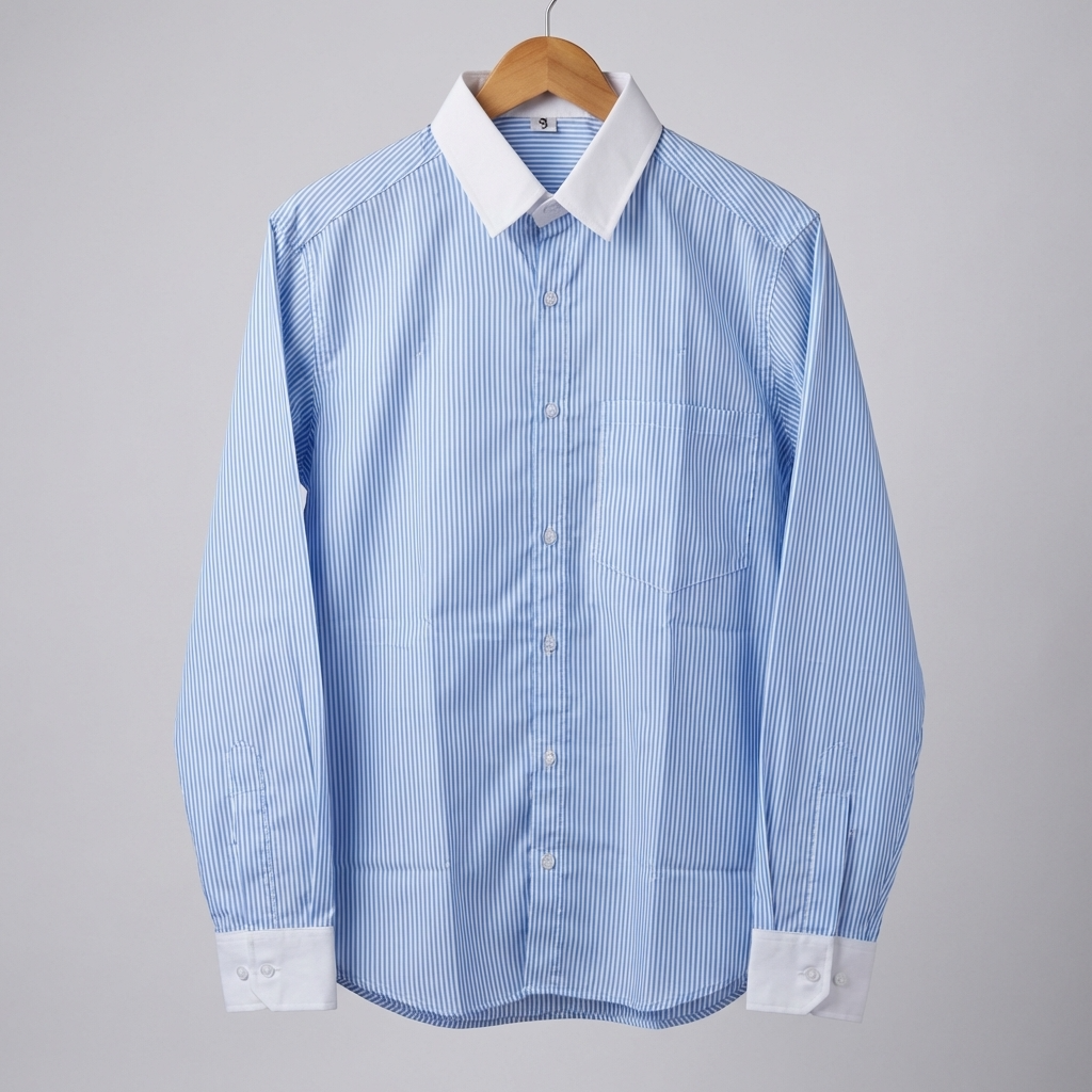 Luxthred Skyblue Stripe Formal Shirt with White Collar and Cuffs