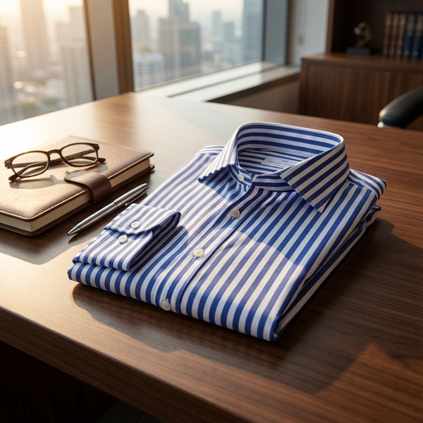 Tailor-made Navy Blue Stripe Longsleeve Shirt A-Grade 103 for Perfect Fit and Style
