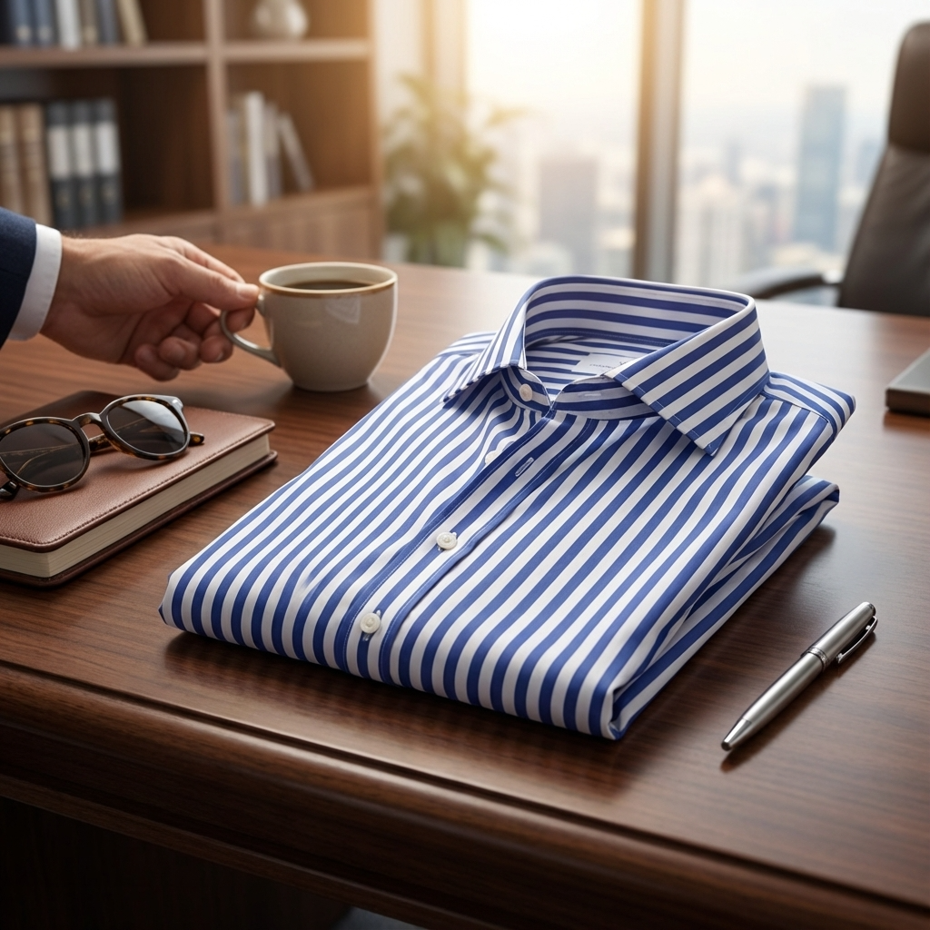 Tailor-made Navy Blue Stripe Longsleeve Shirt A-Grade 103 for Perfect Fit and Style