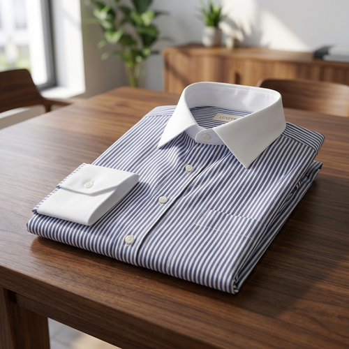 Classic Black and White Stripe Formal Shirt with Pocket - Full Sleeve Style