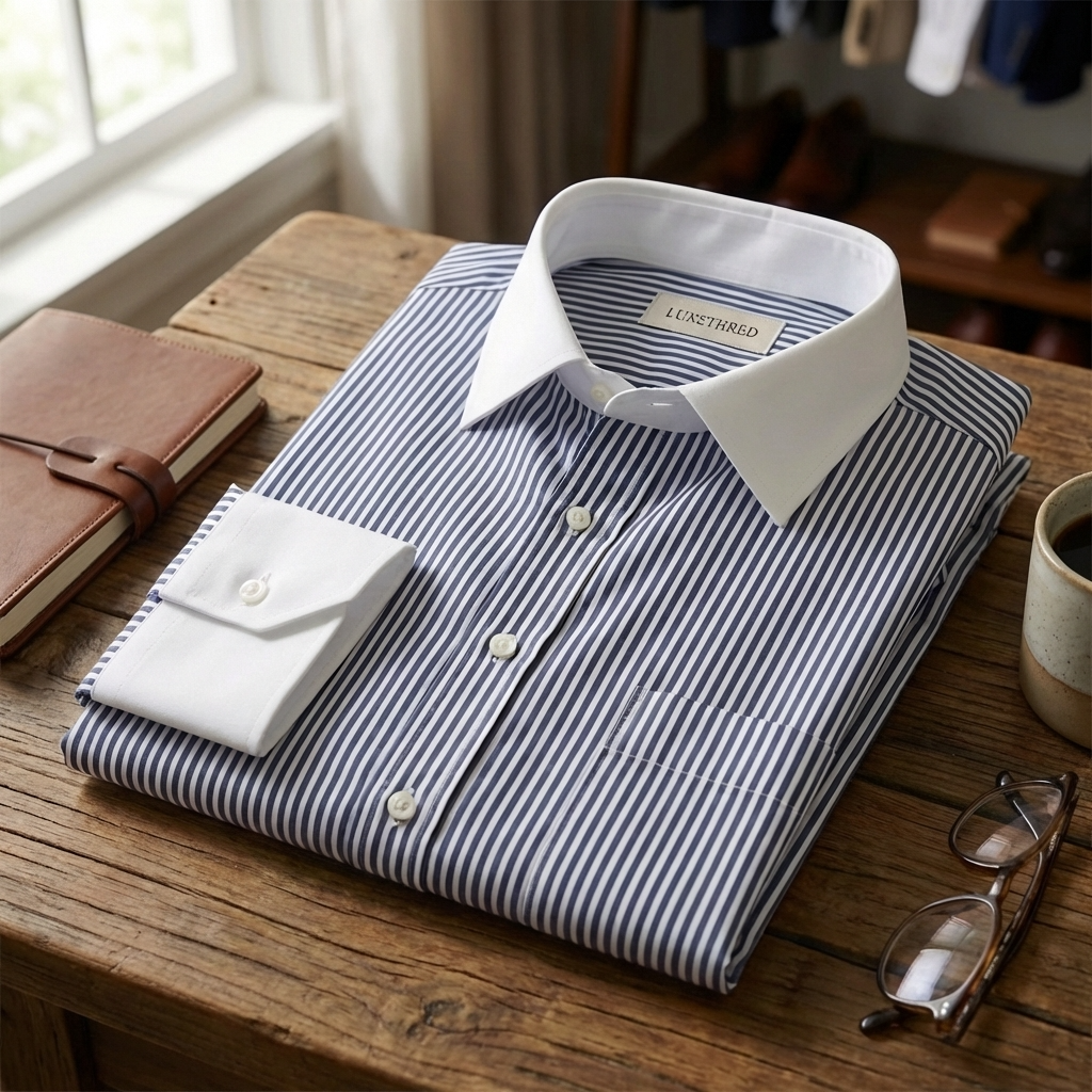 Classic Black and White Stripe Formal Shirt with Pocket - Full Sleeve Style