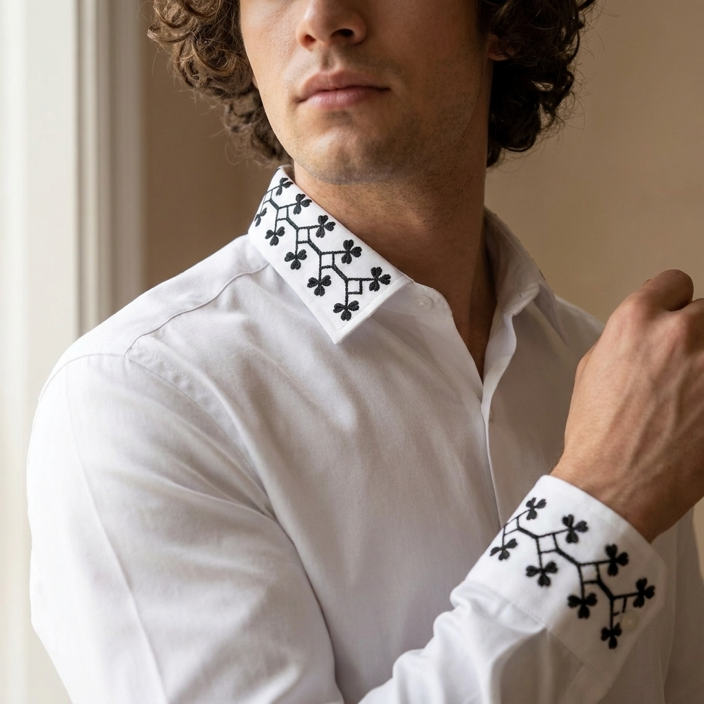Luxethred Premium Embroidered White Shirt - The Perfect Premium Embroidered White Shirt for Any Occasion