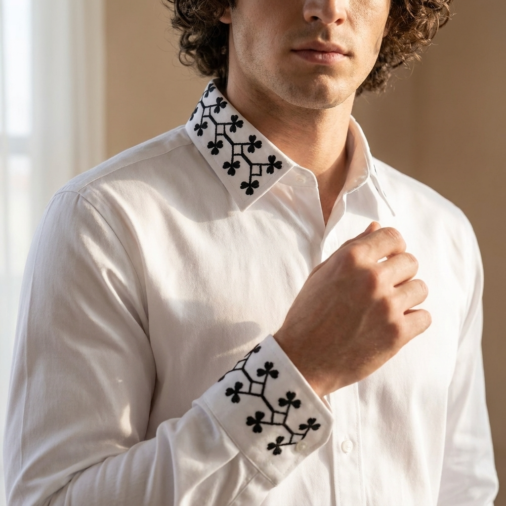Luxethred Premium Embroidered White Shirt - The Perfect Premium Embroidered White Shirt for Any Occasion
