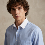 Luxthred Skyblue Stripe Formal Shirt with White Collar and Cuffs