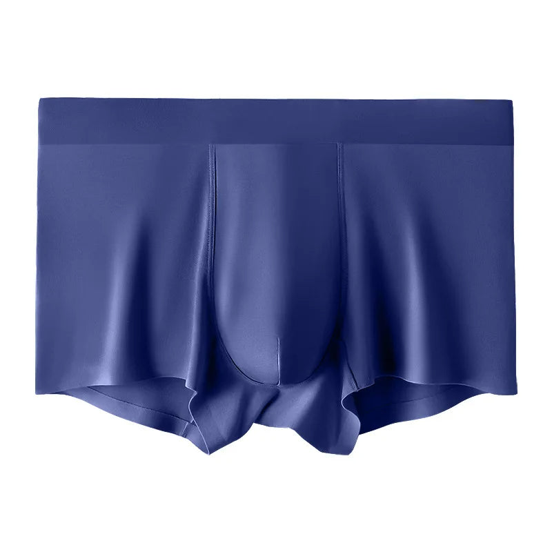 Men's Seamless Ice Silk Boxer Briefs: Breathable, Antibacterial Comfort