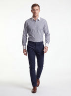 Classic Black and White Stripe Formal Shirt with Pocket - Full Sleeve Style