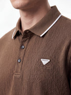 Urban Luxe Textured Polo Shirt – Coffee Brown Edition
