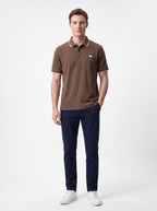 Urban Luxe Textured Polo Shirt – Coffee Brown Edition