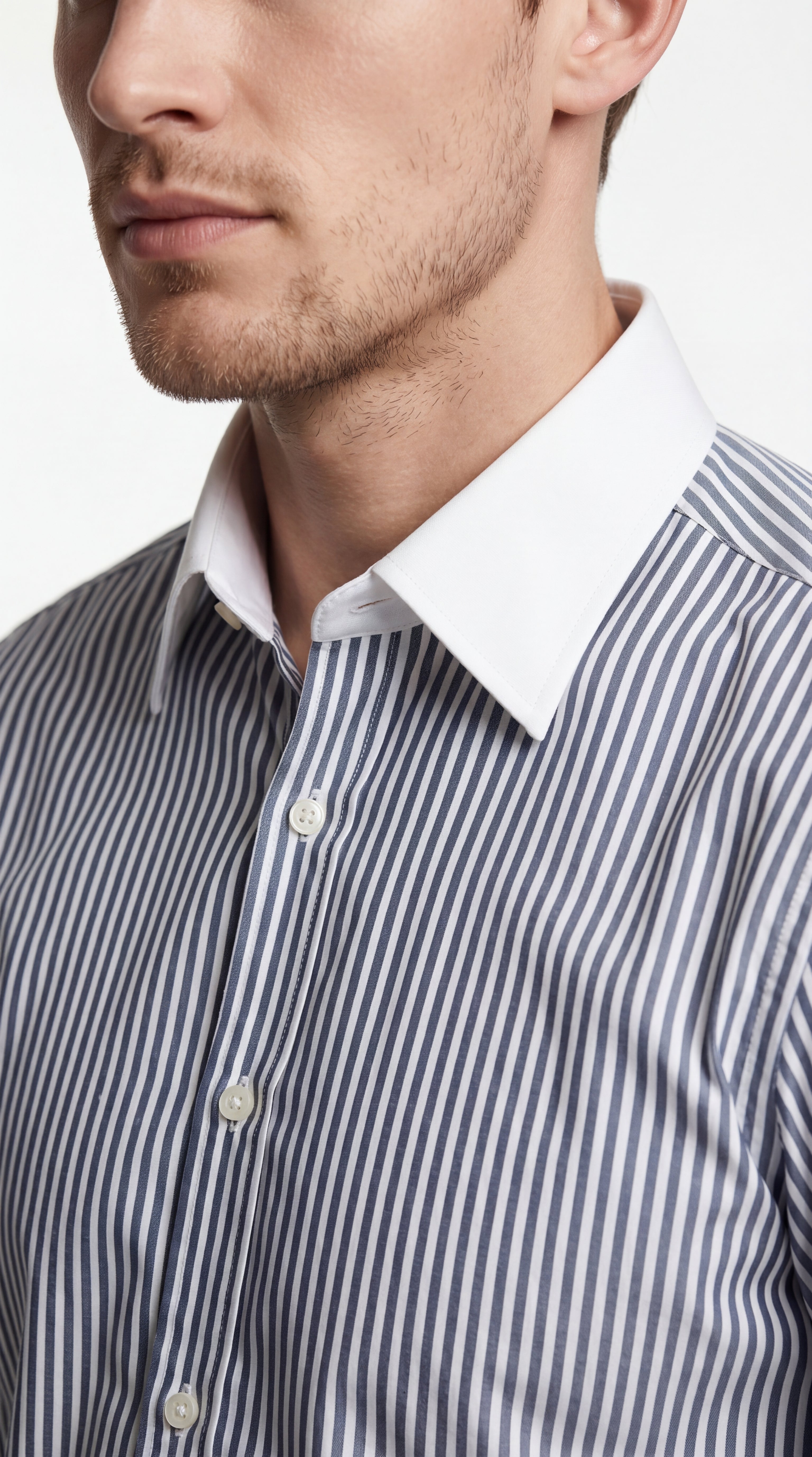 Classic Black and White Stripe Formal Shirt with Pocket - Full Sleeve Style