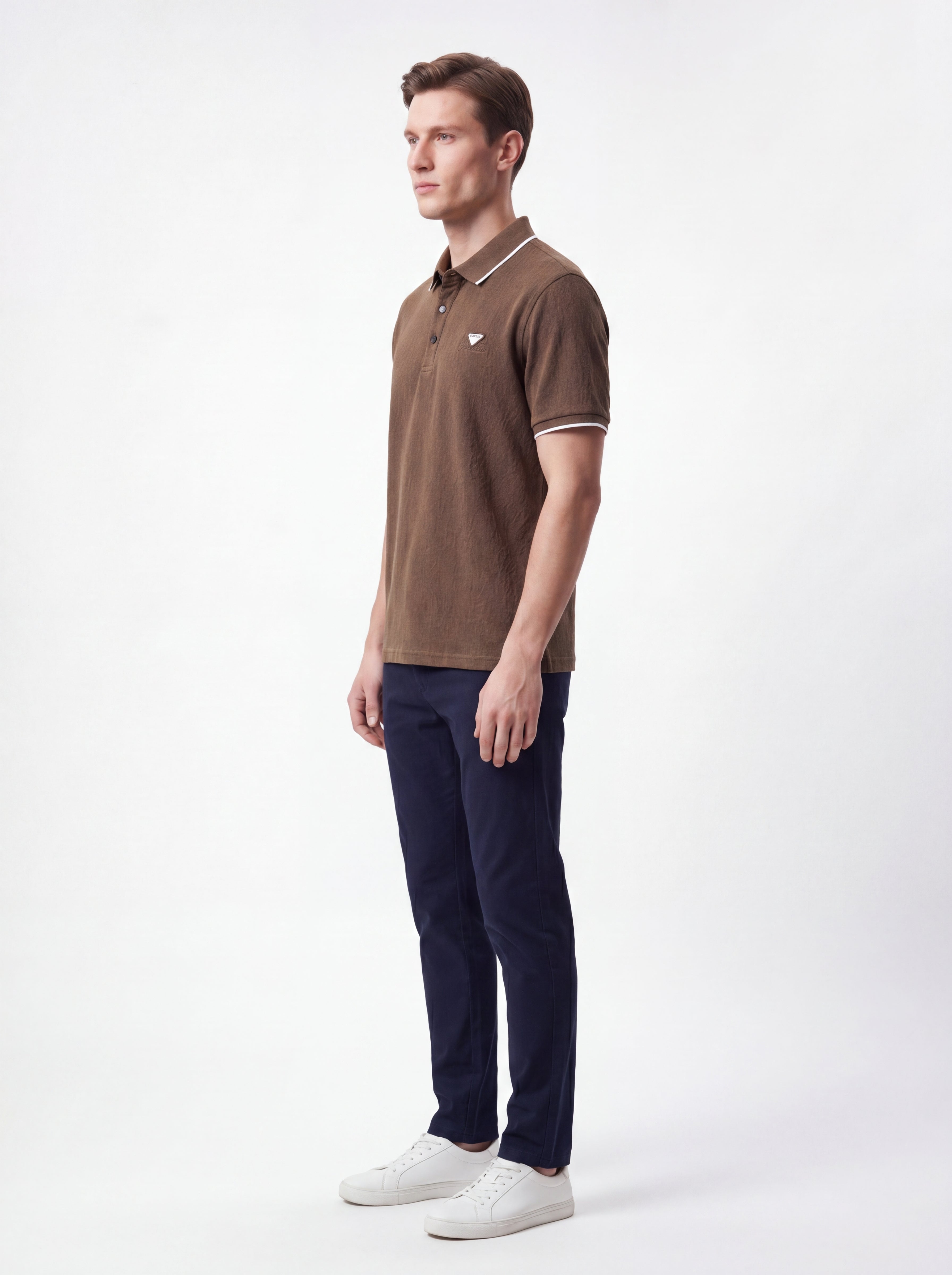 Urban Luxe Textured Polo Shirt – Coffee Brown Edition
