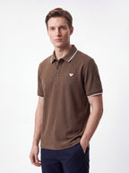 Urban Luxe Textured Polo Shirt – Coffee Brown Edition