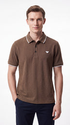Urban Luxe Textured Polo Shirt – Coffee Brown Edition