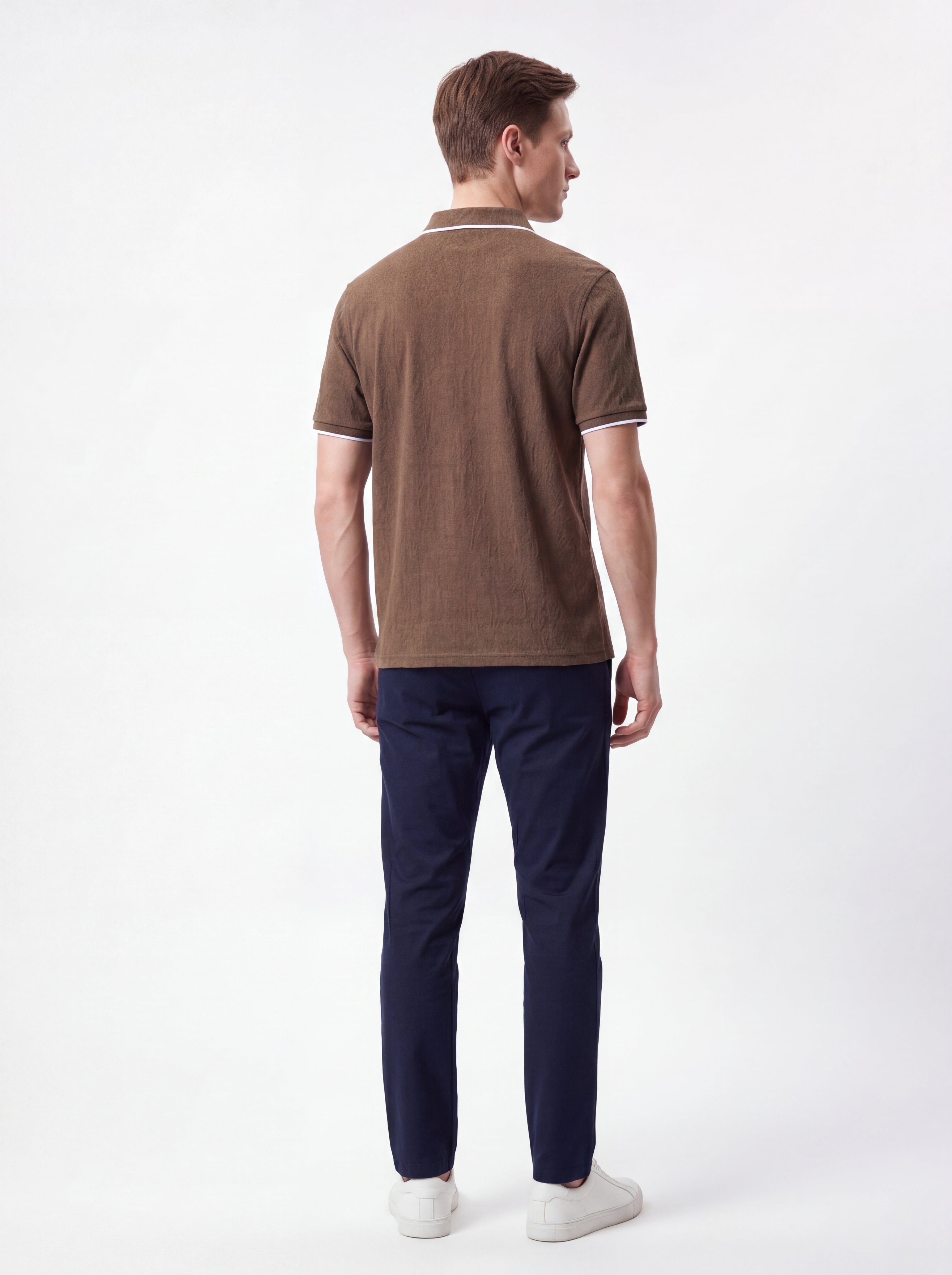 Urban Luxe Textured Polo Shirt – Coffee Brown Edition