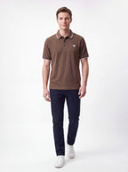 Urban Luxe Textured Polo Shirt – Coffee Brown Edition
